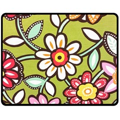 Flowers Fabrics Floral Design Double Sided Fleece Blanket (medium)  by Sapixe