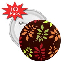 Leaves Foliage Pattern Design 2 25  Buttons (100 Pack)  by Sapixe