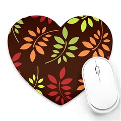 Leaves Foliage Pattern Design Heart Mousepads by Sapixe