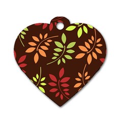 Leaves Foliage Pattern Design Dog Tag Heart (two Sides) by Sapixe