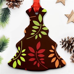 Leaves Foliage Pattern Design Christmas Tree Ornament (two Sides) by Sapixe