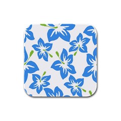 Hibiscus Wallpaper Flowers Floral Rubber Square Coaster (4 Pack)  by Sapixe