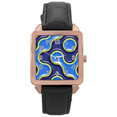 Pattern Curve Design Seamless Rose Gold Leather Watch  by Sapixe