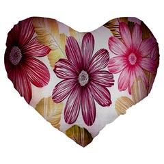 Print Fabric Pattern Texture Large 19  Premium Heart Shape Cushions by Sapixe