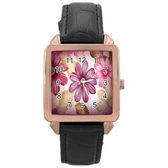 Print Fabric Pattern Texture Rose Gold Leather Watch  by Sapixe