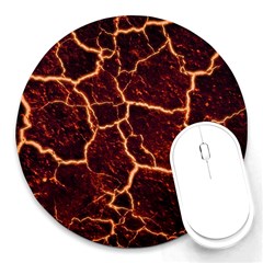 Lava Cracked Background Fire Round Mousepads by Sapixe