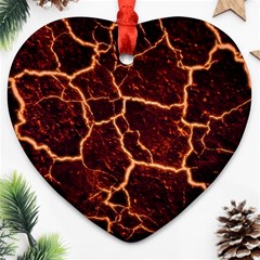 Lava Cracked Background Fire Ornament (heart) by Sapixe