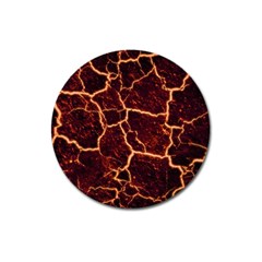 Lava Cracked Background Fire Magnet 3  (round) by Sapixe