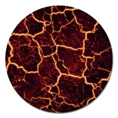 Lava Cracked Background Fire Magnet 5  (round) by Sapixe