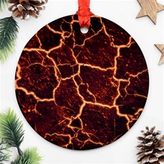 Lava Cracked Background Fire Round Ornament (two Sides) by Sapixe