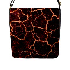 Lava Cracked Background Fire Flap Closure Messenger Bag (l) by Sapixe