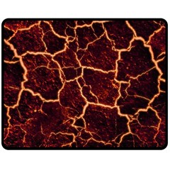 Lava Cracked Background Fire Double Sided Fleece Blanket (medium)  by Sapixe