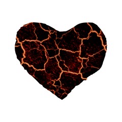 Lava Cracked Background Fire Standard 16  Premium Flano Heart Shape Cushions by Sapixe