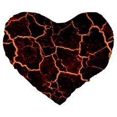 Lava Cracked Background Fire Large 19  Premium Flano Heart Shape Cushions by Sapixe