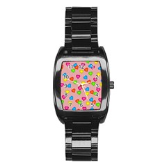 Seamless Tile Background Abstract Stainless Steel Barrel Watch by Sapixe