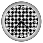 Square Diagonal Pattern Seamless Wall Clock (Silver) Front