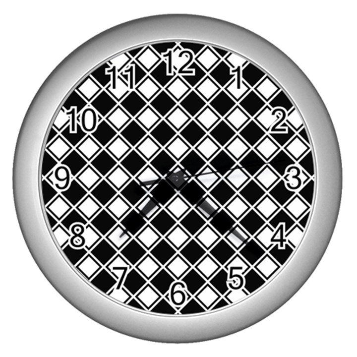 Square Diagonal Pattern Seamless Wall Clock (Silver)