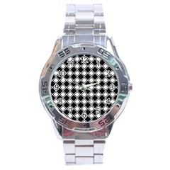 Square Diagonal Pattern Seamless Stainless Steel Analogue Watch by Sapixe