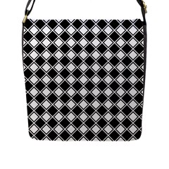 Square Diagonal Pattern Seamless Flap Closure Messenger Bag (l) by Sapixe