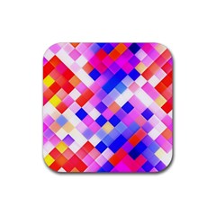 Squares Pattern Geometric Seamless Rubber Coaster (square)  by Sapixe