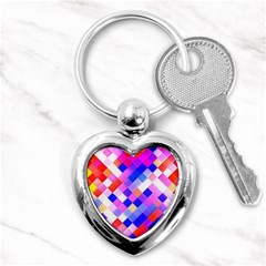 Squares Pattern Geometric Seamless Key Chains (heart)  by Sapixe