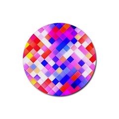 Squares Pattern Geometric Seamless Rubber Coaster (round)  by Sapixe