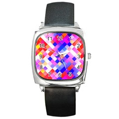 Squares Pattern Geometric Seamless Square Metal Watch by Sapixe