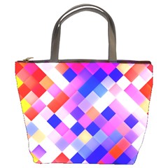 Squares Pattern Geometric Seamless Bucket Bag by Sapixe