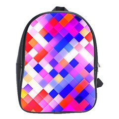 Squares Pattern Geometric Seamless School Bag (large) by Sapixe