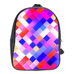 Squares Pattern Geometric Seamless School Bag (xl) by Sapixe