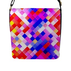 Squares Pattern Geometric Seamless Flap Closure Messenger Bag (l) by Sapixe