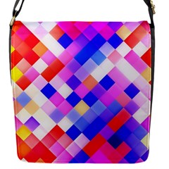 Squares Pattern Geometric Seamless Flap Closure Messenger Bag (s) by Sapixe