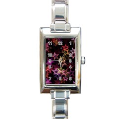 Stars Background Pattern Seamless Rectangle Italian Charm Watch by Sapixe