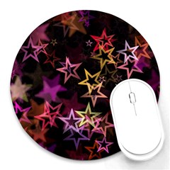 Stars Background Pattern Seamless Round Mousepads by Sapixe