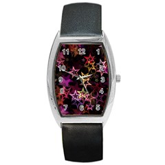 Stars Background Pattern Seamless Barrel Style Metal Watch by Sapixe