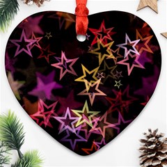 Stars Background Pattern Seamless Heart Ornament (two Sides) by Sapixe