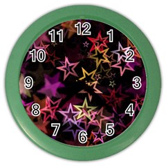 Stars Background Pattern Seamless Color Wall Clock by Sapixe