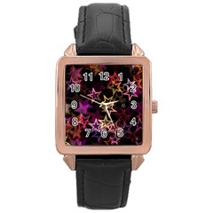 Stars Background Pattern Seamless Rose Gold Leather Watch  by Sapixe