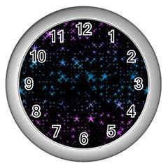 Stars Pattern Seamless Design Wall Clock (silver) by Sapixe