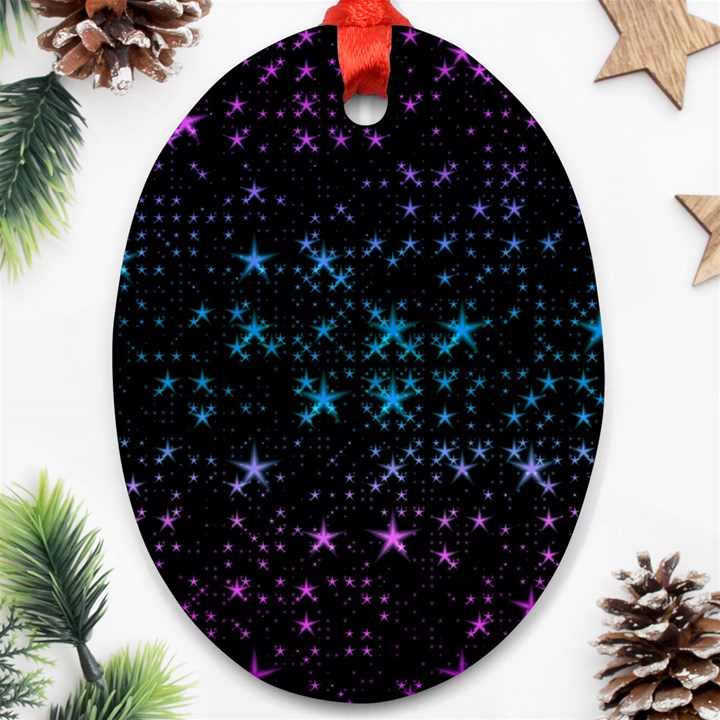 Stars Pattern Seamless Design Oval Ornament (Two Sides)