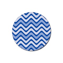 Waves Wavy Lines Pattern Design Rubber Round Coaster (4 Pack)  by Sapixe