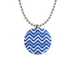 Waves Wavy Lines Pattern Design 1  Button Necklace by Sapixe