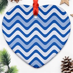 Waves Wavy Lines Pattern Design Heart Ornament (two Sides) by Sapixe