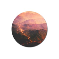 Volcanoes Magma Lava Mountains Magnet 3  (round) by Sapixe