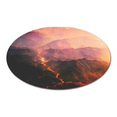 Volcanoes Magma Lava Mountains Oval Magnet by Sapixe