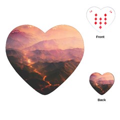 Volcanoes Magma Lava Mountains Playing Cards (heart) by Sapixe