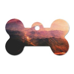 Volcanoes Magma Lava Mountains Dog Tag Bone (one Side) by Sapixe