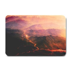 Volcanoes Magma Lava Mountains Small Doormat  by Sapixe