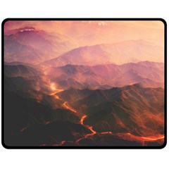 Volcanoes Magma Lava Mountains Fleece Blanket (medium)  by Sapixe