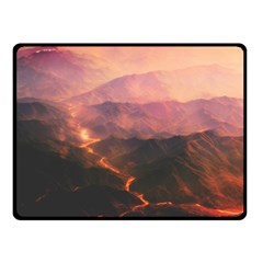 Volcanoes Magma Lava Mountains Fleece Blanket (small) by Sapixe